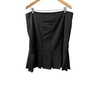 NWT AB Studio Skirt Womens Business Size 16 Black Knee Length Bottom Pleats